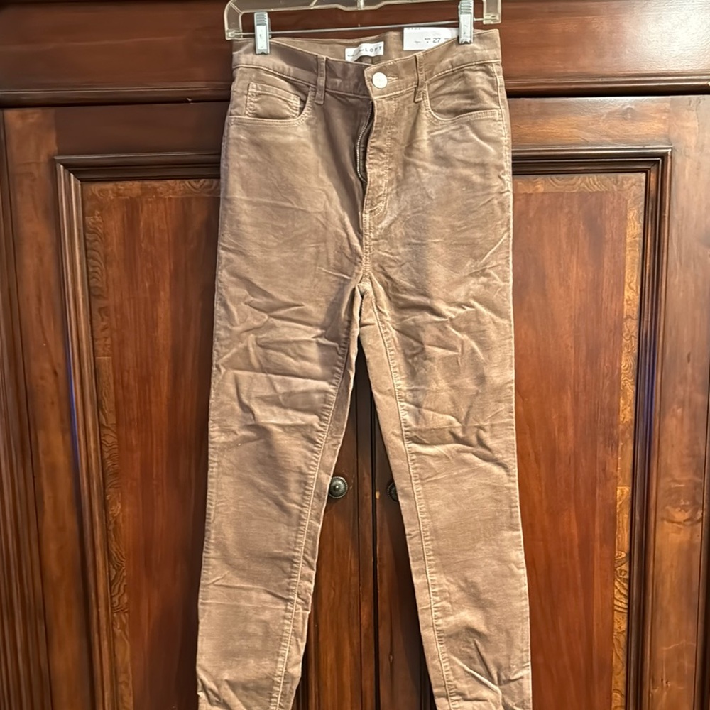 Loft Brand tan corduroy high waist skinny Ankle Pants